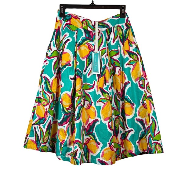 NWT Southern Frock Midi Skirt, Lovely Lemons, Lined Flowy Skirt, Size Medium - Picture 2 of 7
